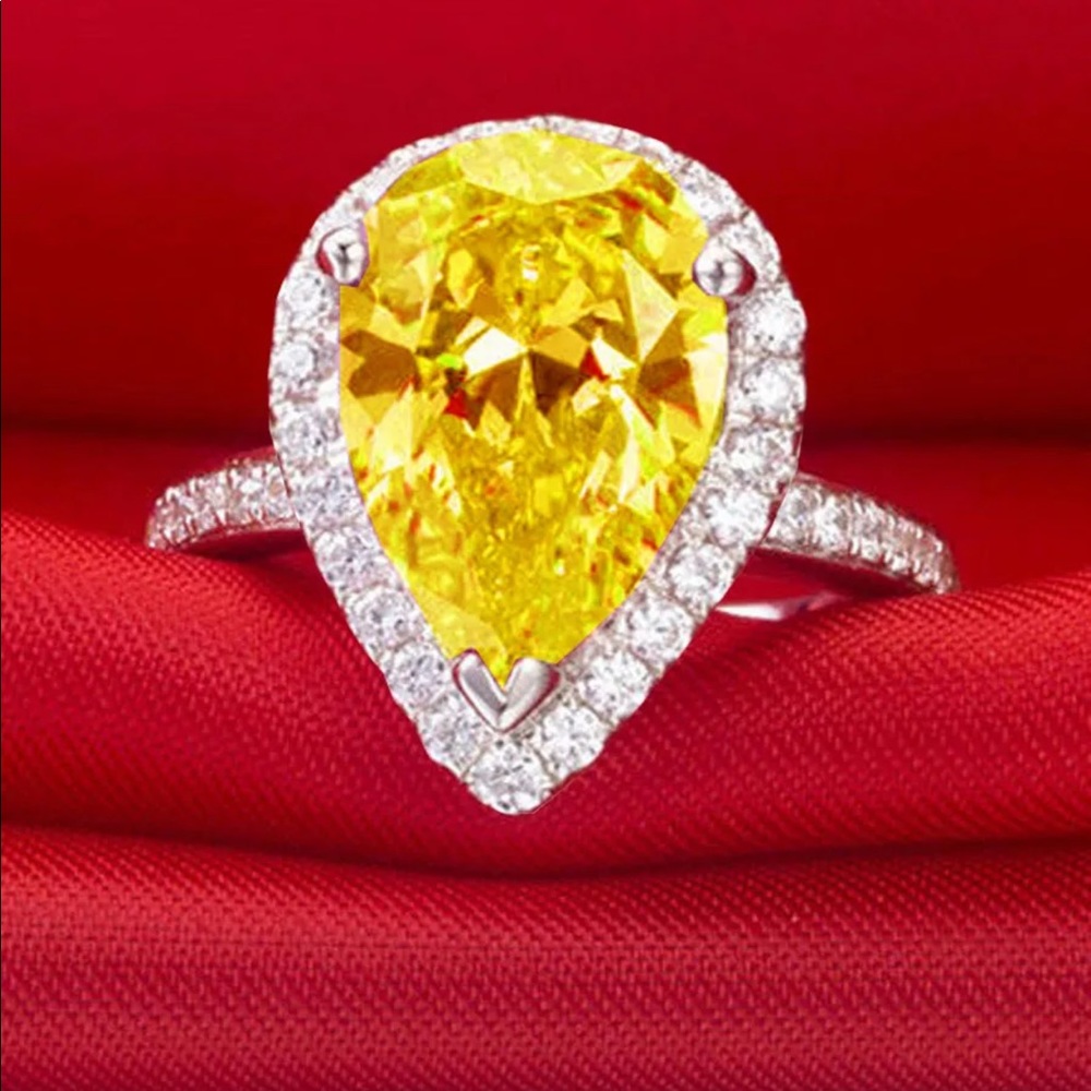 Yellow sapphire pear Engagement ring